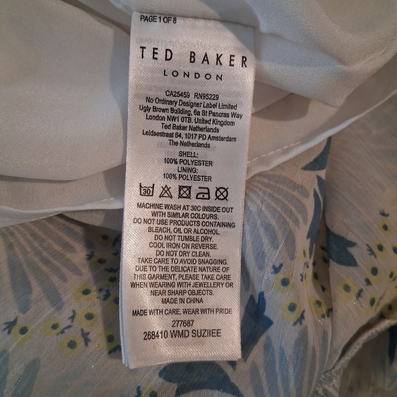 Ted Baker Suziiee Floral Long Sleeve Tiered Mini Dress In Sky Blue Size U.S 4 - Picture 10 of 13